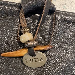 Erda black leather tote. Made in Maine
